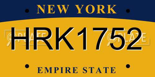 HRK1752 New York License Plate