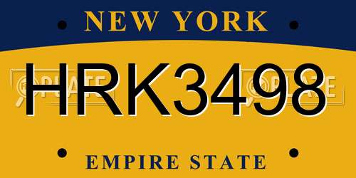 HRK3498 New York License Plate