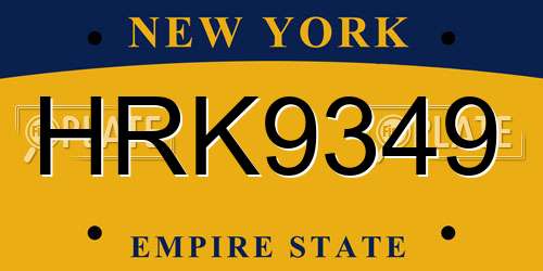 HRK9349 New York License Plate