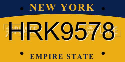 HRK9578 New York License Plate