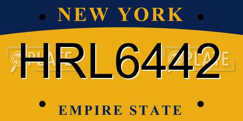 HRL6442 New York License Plate