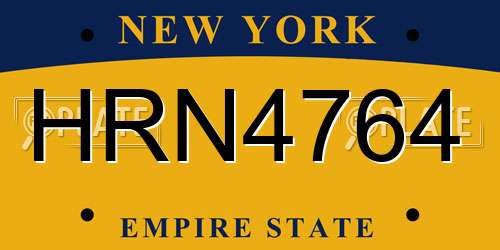 HRN4764 New York License Plate