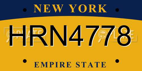 HRN4778 New York License Plate
