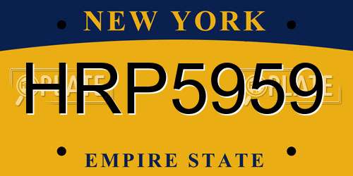 HRP5959 New York License Plate