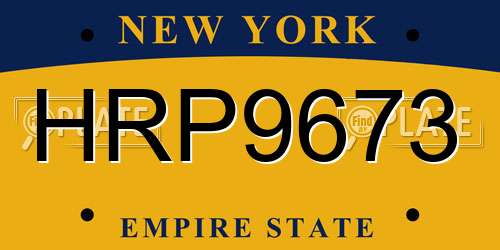HRP9673 New York License Plate