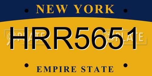 HRR5651 New York License Plate