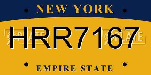 HRR7167 New York License Plate