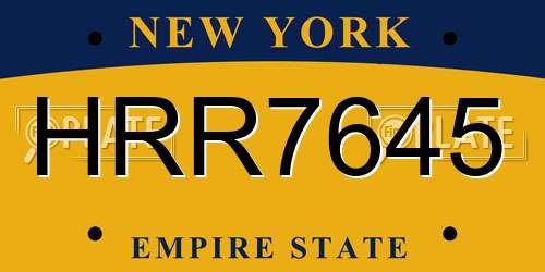 HRR7645 New York License Plate