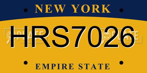HRS7026 New York License Plate