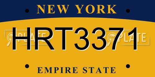 HRT3371 New York License Plate