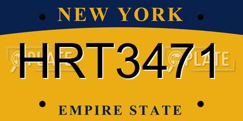 HRT3471 New York License Plate