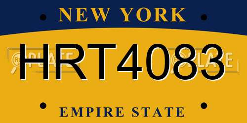 HRT4083 New York License Plate