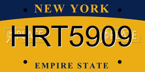HRT5909 New York License Plate