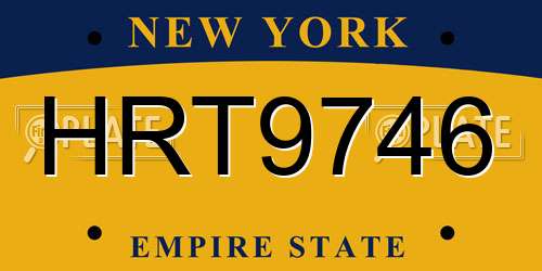 HRT9746 New York License Plate