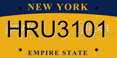 HRU3101 New York License Plate