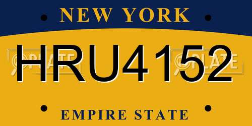 HRU4152 New York License Plate