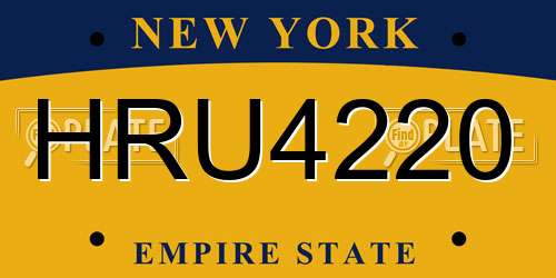 HRU4220 New York License Plate