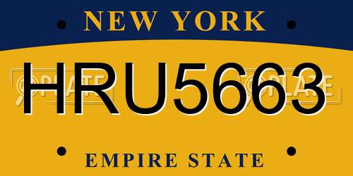 HRU5663 New York License Plate