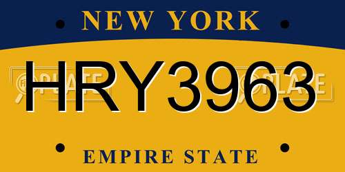 HRY3963 New York License Plate