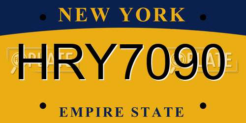 HRY7090 New York License Plate