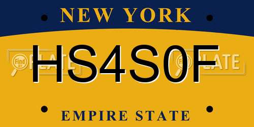 HS4S0F New York License Plate