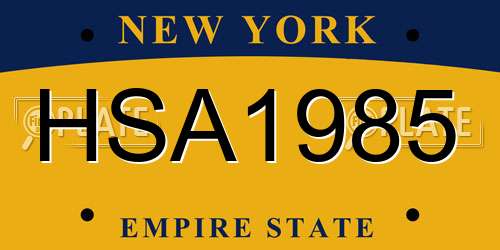 HSA1985 New York License Plate