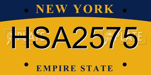 HSA2575 New York License Plate
