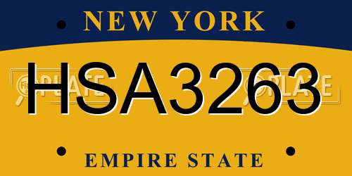 HSA3263 New York License Plate
