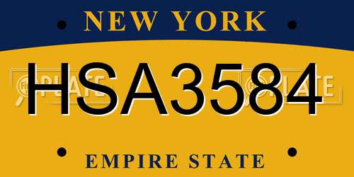 HSA3584 New York License Plate