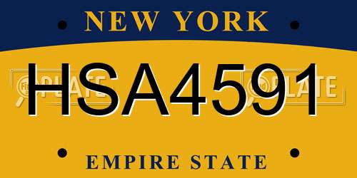 HSA4591 New York License Plate