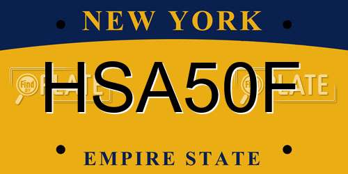 HSA50F New York License Plate