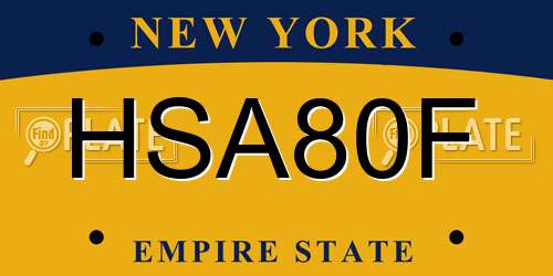 HSA80F New York License Plate