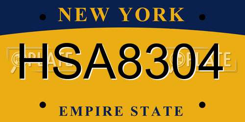 HSA8304 New York License Plate