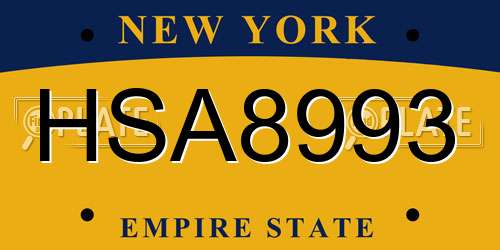 HSA8993 New York License Plate