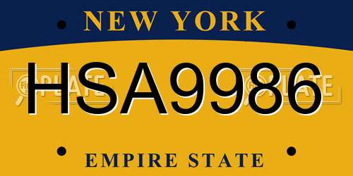 HSA9986 New York License Plate