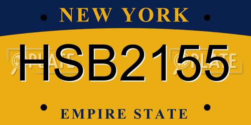 HSB2155 New York License Plate