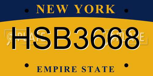 HSB3668 New York License Plate