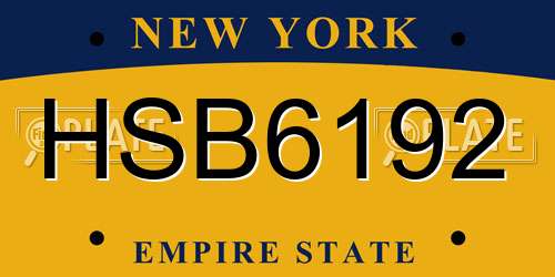 HSB6192 New York License Plate
