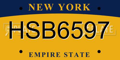 HSB6597 New York License Plate