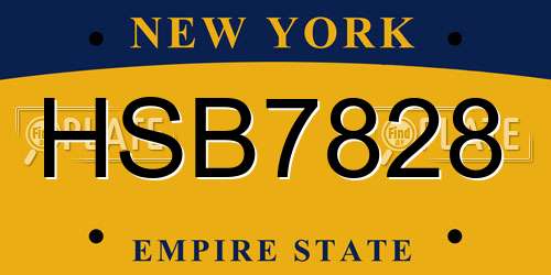 HSB7828 New York License Plate