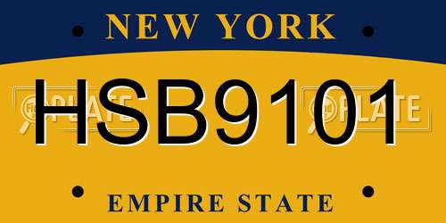 HSB9101 New York License Plate