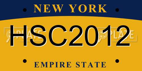 HSC2012 New York License Plate