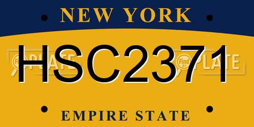 HSC2371 New York License Plate