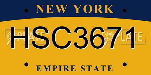 HSC3671 New York License Plate