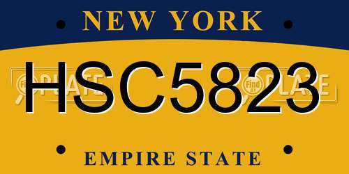 HSC5823 New York License Plate