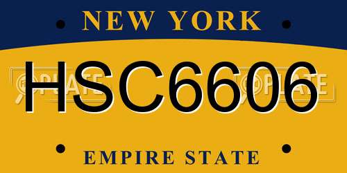 HSC6606 New York License Plate