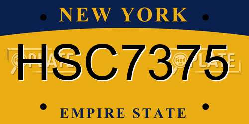 HSC7375 New York License Plate