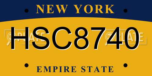 HSC8740 New York License Plate