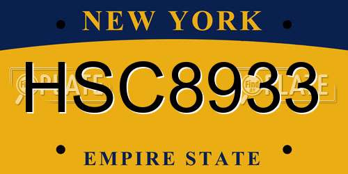 HSC8933 New York License Plate