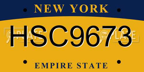 HSC9673 New York License Plate